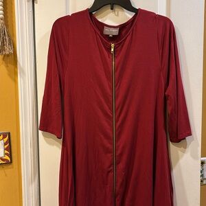 Bel Kazan Red Dress Gold Zip